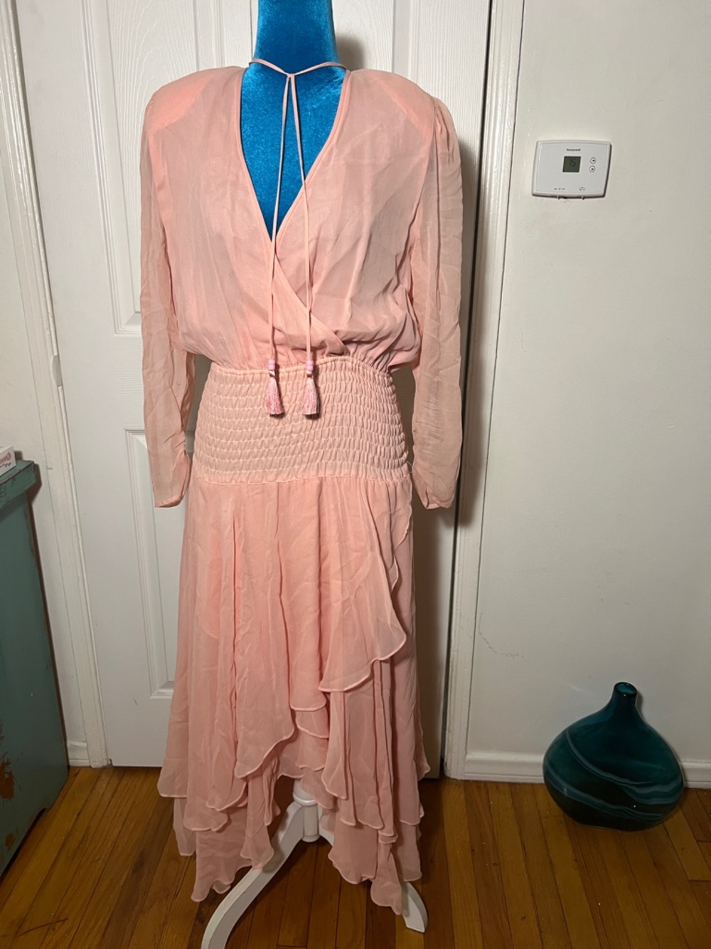 Vintage Rare Diane Freis Silk Blush Midi Dress